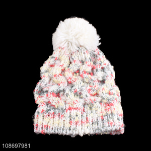 New products winter thickened knitted hat girls beanies hat for outdoor