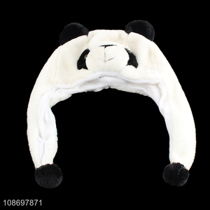 China supplier cartoon winter hats dancing panda cap earmuffs hat for sale