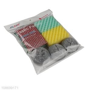 Factory supply dishwashing cleaning sponge <em>scouring</em> <em>pad</em> cleaning ball set