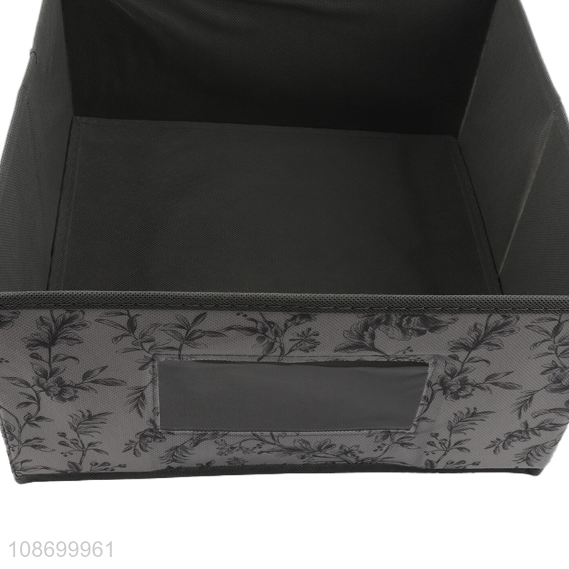 Hot selling floral print folding non-woven storage box with handle & lid
