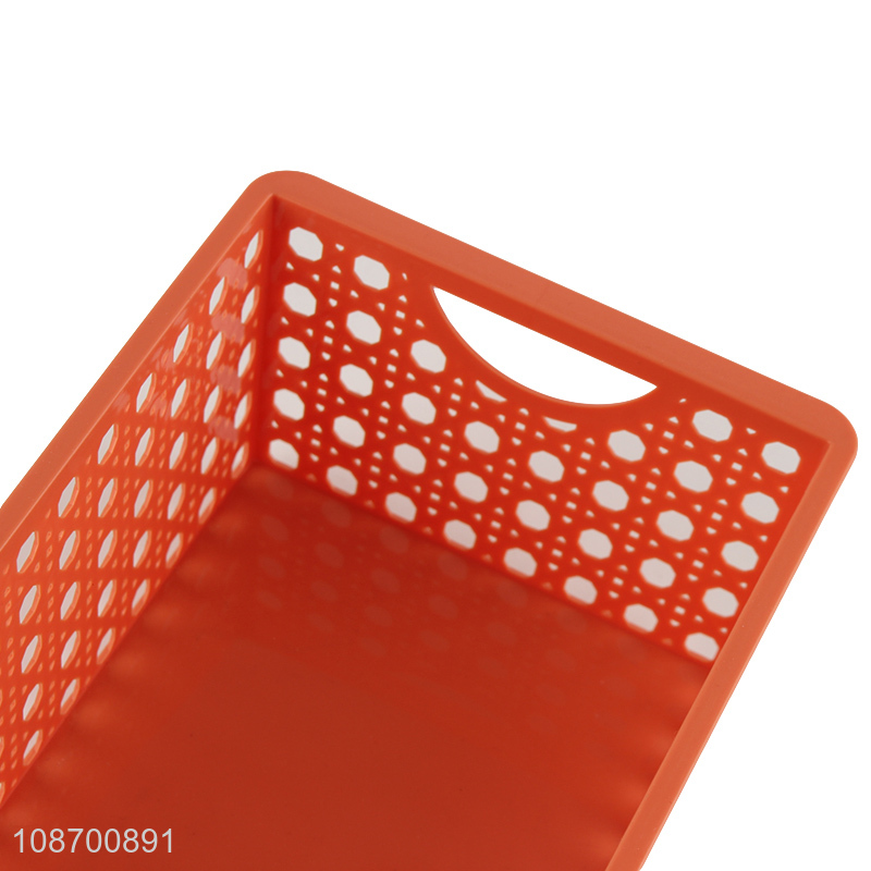 Good quality multi-purpose rectangular stackable hollowed-out plastic storage basket