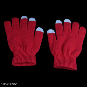 Factory price winter red thicken gloves touch screen gloves for outdoor