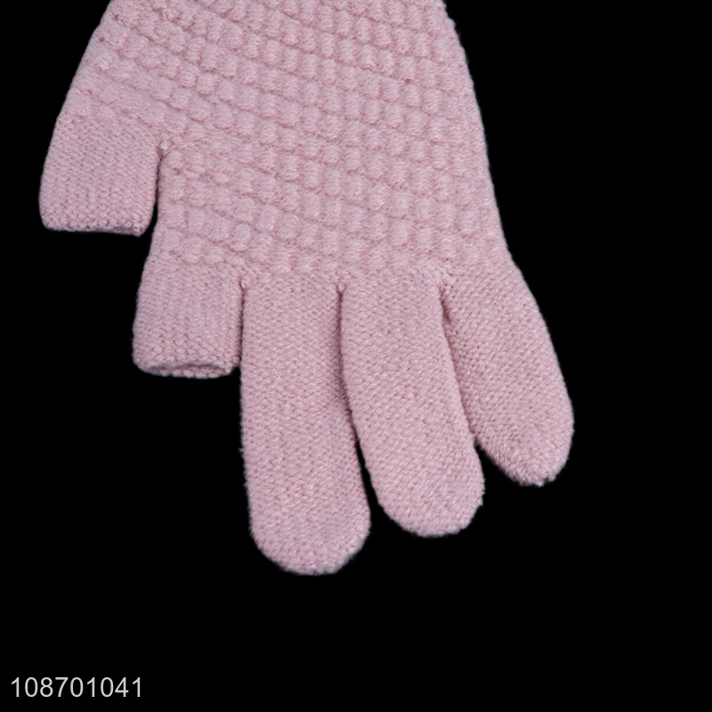 Most popular two fingers exposed touch screen polyester winter gloves