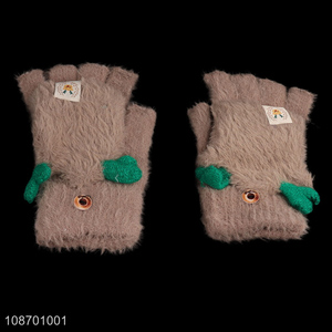 Top products cartoon winter warm half finger gloves for outdoor