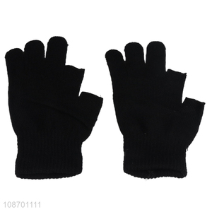 Top quality black two fingers exposed <em>gloves</em> <em>winter</em> warm <em>gloves</em> for sale