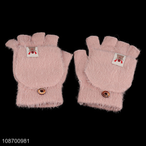 Popular products pink girls half finger <em>winter</em> <em>gloves</em> polyester <em>gloves</em> for sale