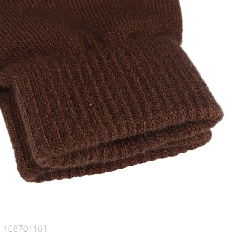 Hot items winter warm knitted gloves polyester thickened gloves wholesale