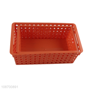 Good quality multi-purpose rectangular stackable hollowed-out plastic storage basket
