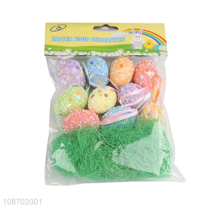 Hot selling 10pcs foam Easter eggs with bird nest for Easter decor