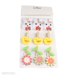 Factory supply Easter clips wooden cartoon photo clips clothespins