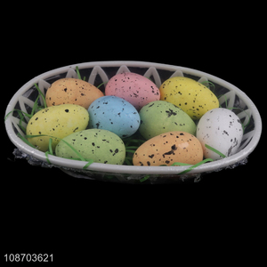 New product Easter decorations speckled foam Easter eggs with basket