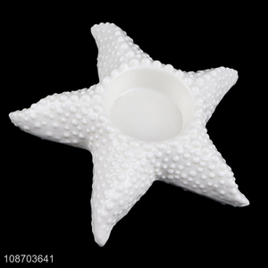 Hot selling ceramic starfish candle holder candlestick for taper candles