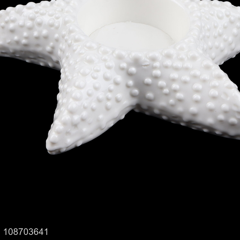 Hot selling ceramic starfish candle holder candlestick for taper candles