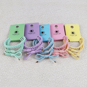 Good quality candy color bowtie braided elastic hair rope hair ring for headdress