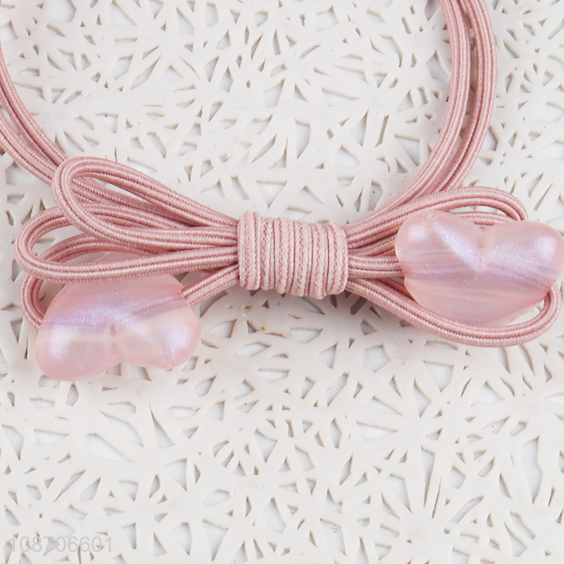 Online wholesale multicolor fashion girls double-hearted braided hair rope hair ring