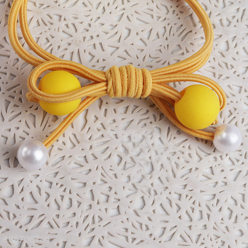 Good quality fashion colored beads braided girls hair rope hair ring for sale
