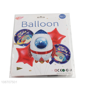 Popular products cartoon rocket foil balloon set for birthday party decoration