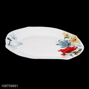 Hot items unbreakable flower printed tableware plate for home restaurant