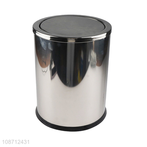 New arrival stainless steel swing lid trash bin waste bin for sale