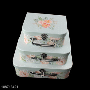 New products floral print paperboard gift box suitcases for home decor