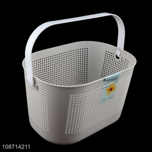 Wholesale multi-use plastic drain basket toiletries storage basket with handle