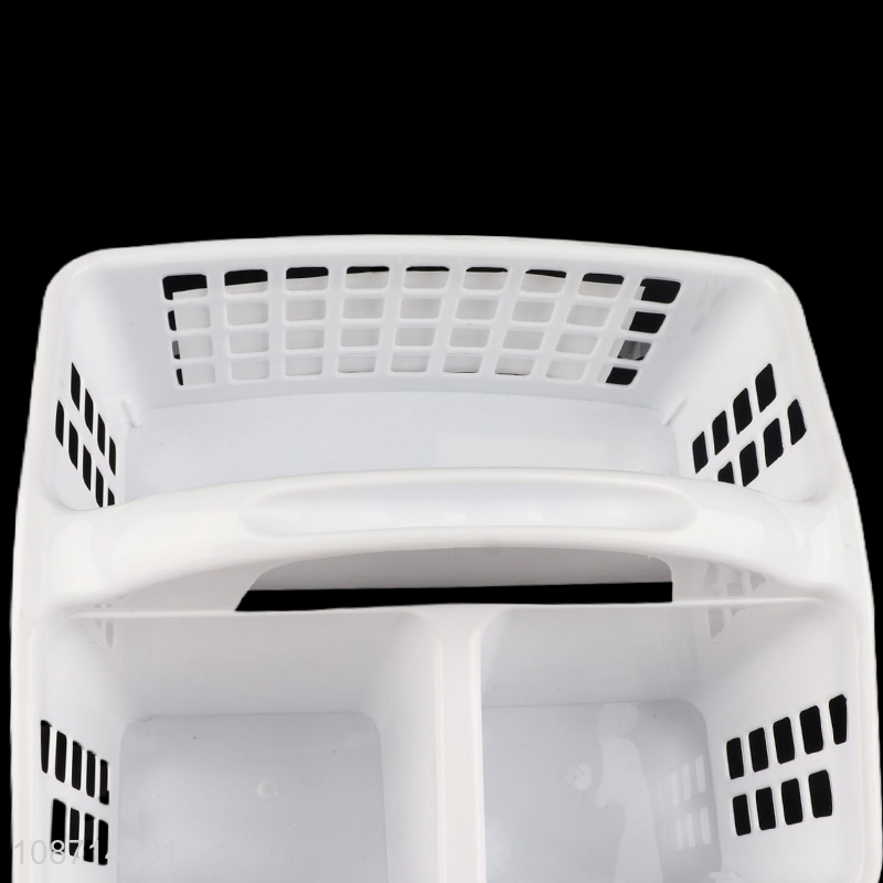 New product 3-compartment plastic bathroom storage basket with handle