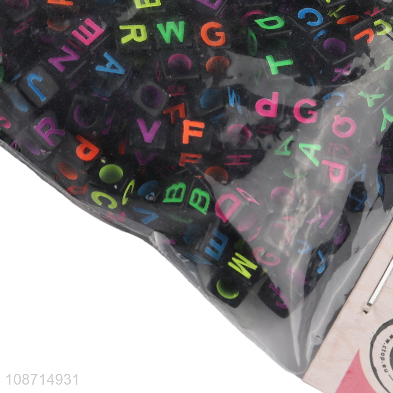 Best quality colored square alphabet beads diy beading toys wholesale