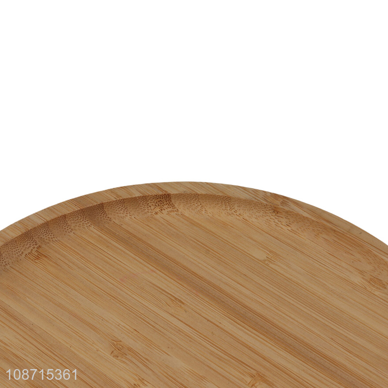 High quality round bamboo wood serving tray for snacks fruits breads