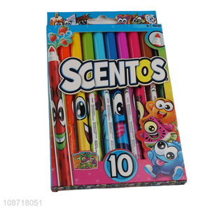 Good quality 10pcs non-toxicn scented water color pens set for kids drawing