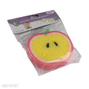 Latest design fruit shape soft baby bath scrub sponge for bath supplies