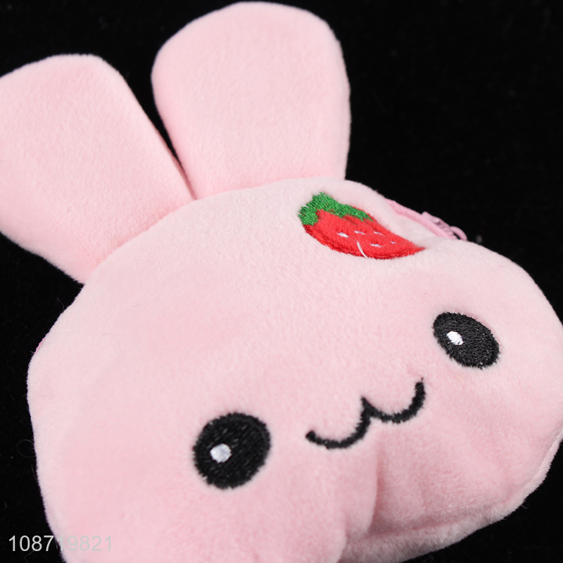 Wholesale cute cartoon rabbit plush coin wallet zippered coin bag