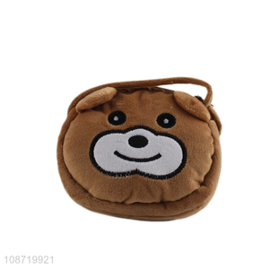 Factory price cute cartoon bear crossbody bag plush animal wallet