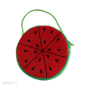 Wholesale watermelon fluffy plush crossbody messenger bag for boys girls