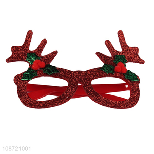 Good price glitter Christmas reindeer antler glasses Christmas party favors