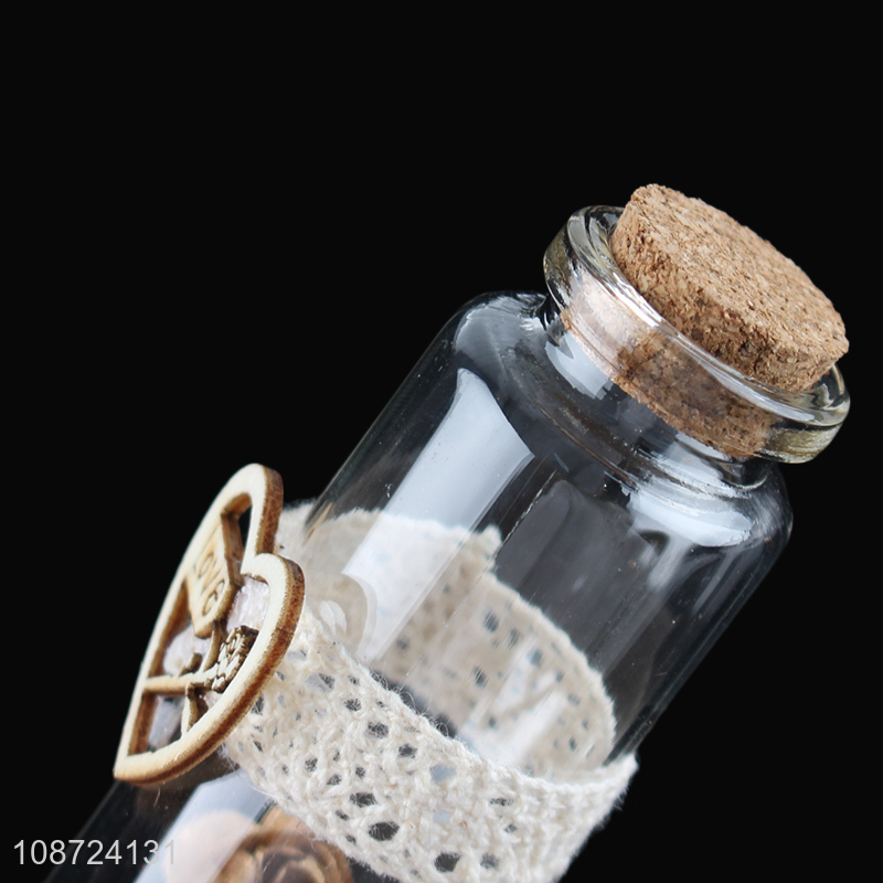 Good quality transparent glass drift bottle glass bottle with cork lid