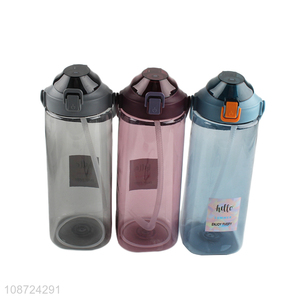 Good selling multicolor plastic portable water bottle drinking bottle with straw