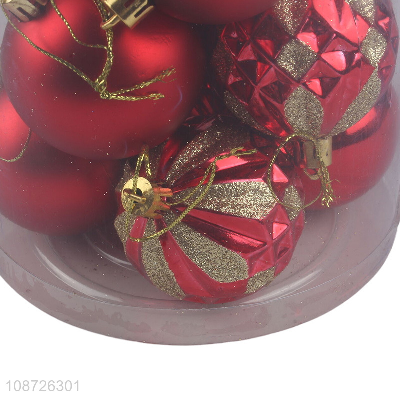 Hot sale 24pcs red round christmas ball set for xmas tree decoration