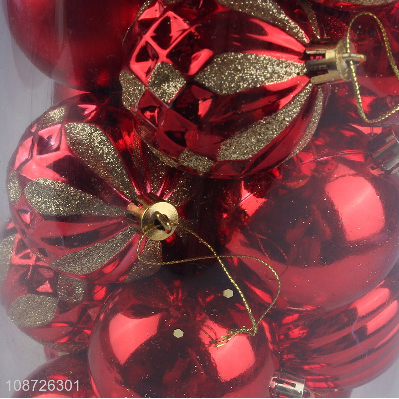 Hot sale 24pcs red round christmas ball set for xmas tree decoration