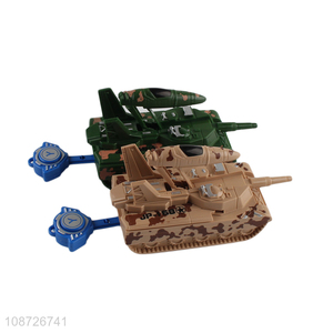 Online wholesale plastic military toy catapult deformed tank model toy for kids