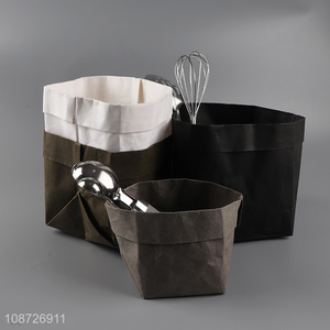 Wholesale multi-function kraft paper storage basket paper storage bag for home