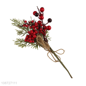 Factory supply artificial Christmas branch twig artificial red berry picks