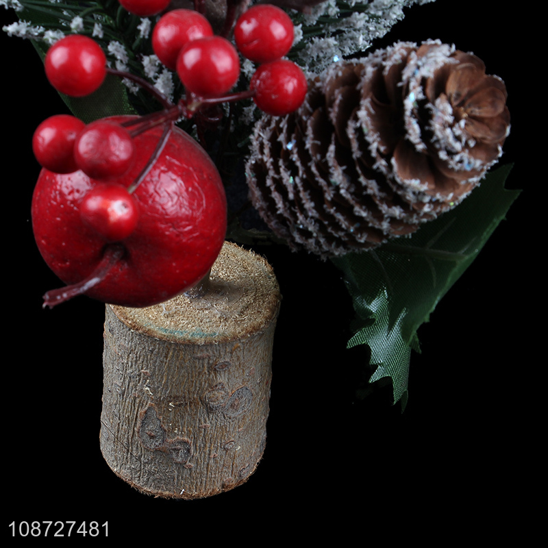 Online wholesale mini artificial red berry pine cone Christmas tree centerpices