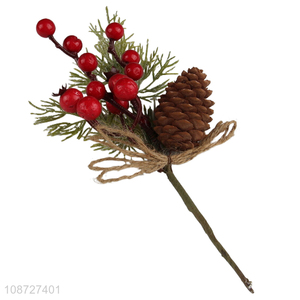 Wholesale artificial Christmas branch artificial pine picks with red berries