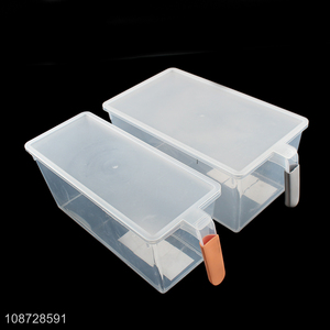 Wholesale food grade plastic refrigerator food container with handle & lid