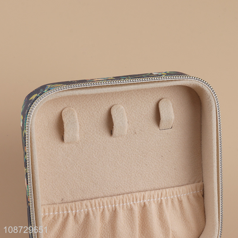High quality custom printed pu leather jewelry box travel jewelry case