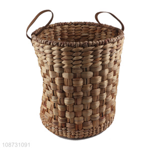 Wholesale multi-function round water hyacinth <em>storage</em> <em>basket</em> for sundries toys