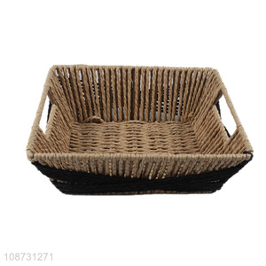 Factory price durable natural woven papyrus storage basket with built-in handles