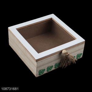 High quality glass lid wooden jewelry box <em>bracelet</em> display organizer