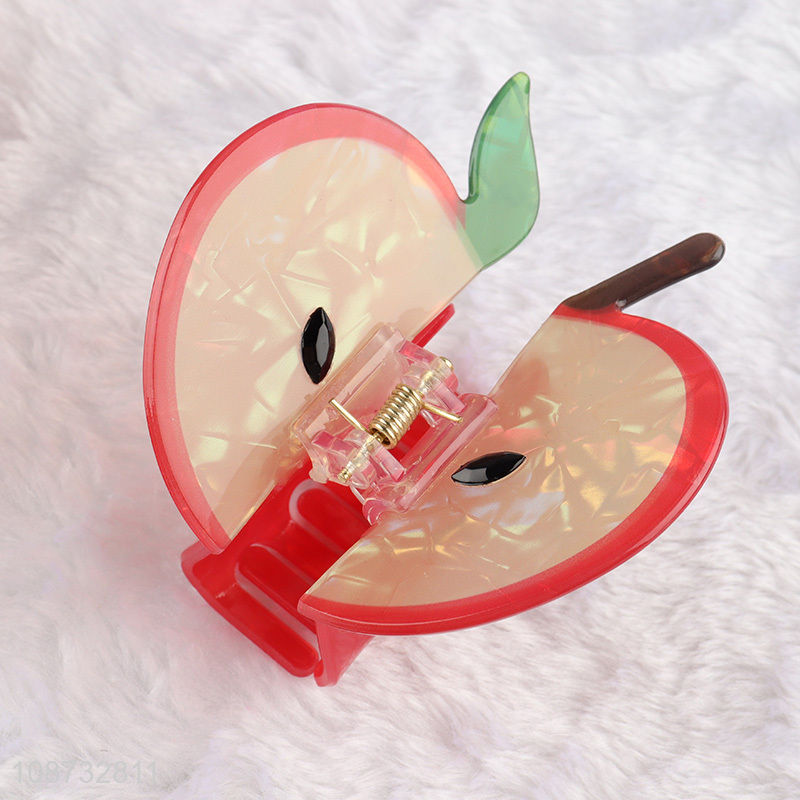 Good quality apple shape acrylic hair clips hair claw clips