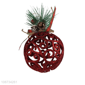 Hot sale hollowed-out glitter Christmas ball for Christmas tree decor